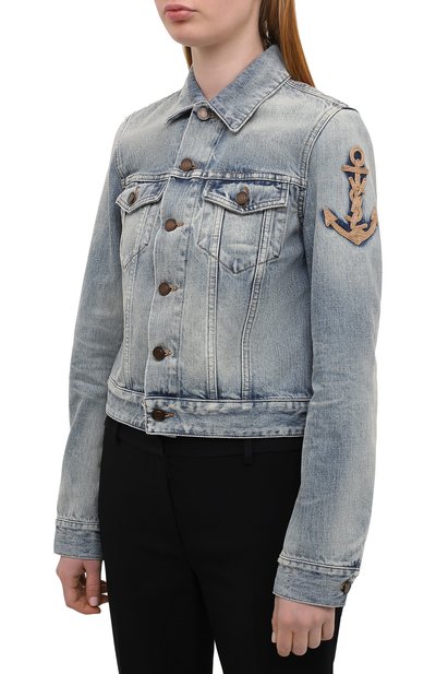 Джинсовая куртка SAINT LAURENT голубого цвета по цене 138500 руб., арт. 653464/Y864L, фото 3 Джинсовая куртка SAINT LAURENT, арт. 653464/Y864L, фото 3