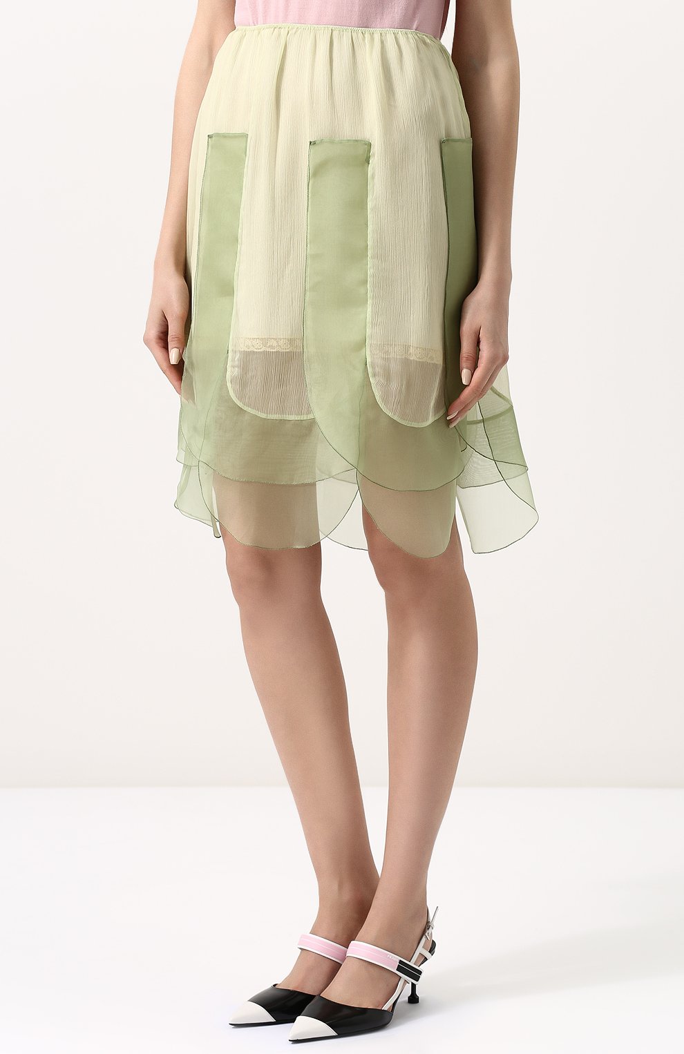 Полупрозрачная мини-юбка с фестонами PRADA, арт. P133N-1QC1-F0JK6, фото 3