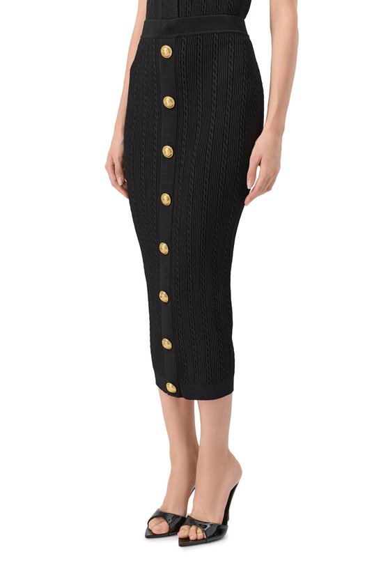 Юбка из вискозы Balmain FF1LD066/KI50 Чёрный  FF1LD066/KI50 Фото 3