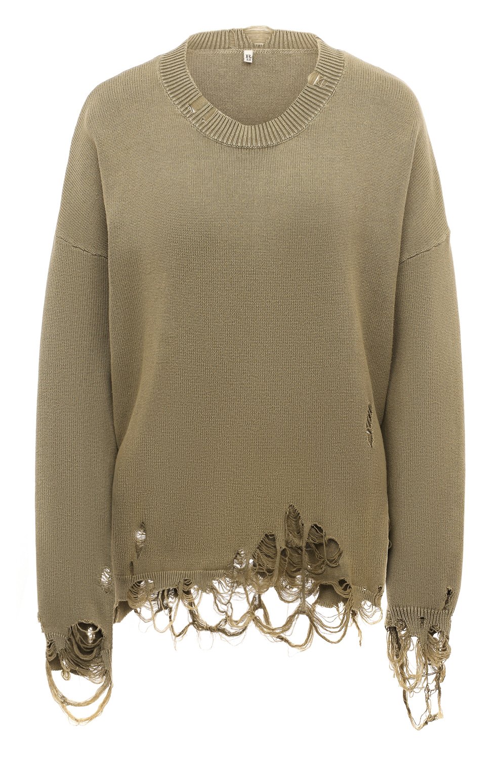 Хлопковый пуловер R13 зеленого цвета по цене 59850 руб., арт. R13WY107-Y076B, фото 1 Хлопковый пуловер R13, арт. R13WY107-Y076B, фото 1