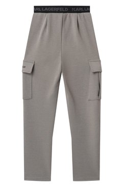 Детские брюки-карго KARL LAGERFELD KIDS серого цвета, арт. Z30419 | Фото 2 (Нос: Не проставлено; Материал сплава: Проставлено; Случай: Повседневный; Материал внешний: Хлопок, Синтетический материал; Ростовка одежда: 7 лет | 122 см, 16 лет | 164 см, 13 - 15 лет | 158 см, 12 лет | 152 см, 9 лет | 134 см)