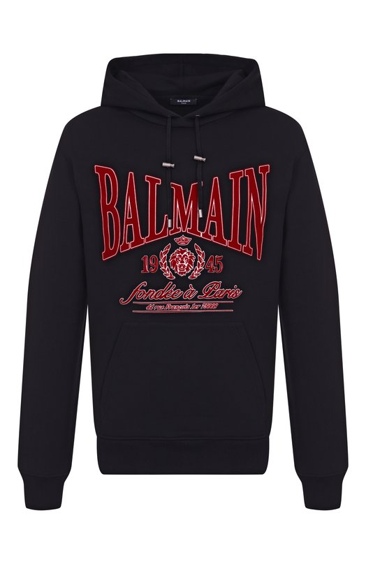 Хлопковое худи Balmain FH0JT047/GF25 Чёрный FH0JT047/GF25