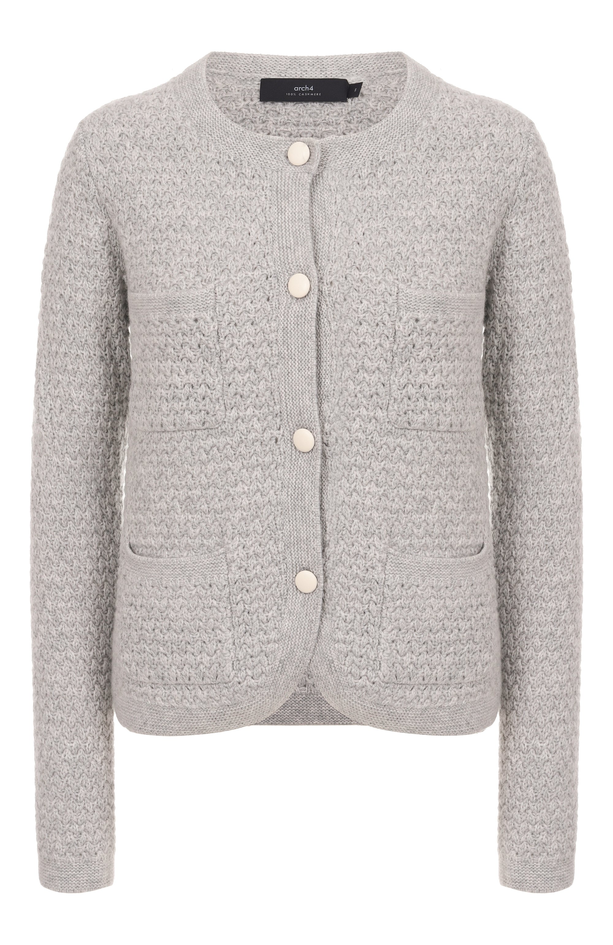 Кашемировый кардиган ARCH4 серого цвета по цене 84250 руб., арт. KNCD2362E, фото 1 Кашемировый кардиган ARCH4, арт. KNCD2362E, фото 1