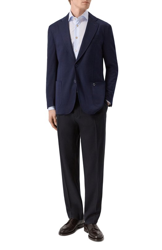 Пиджак из шерсти и шелка Stefano Ricci M1RMM22TA0/CM09HA Синий  M1RMM22TA0/CM09HA Фото 2