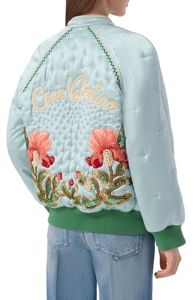 Шелковый бомбер VALENTINO голубого цвета по цене 1130000 руб., арт. 8B3CI175/8M6, фото 4 Шелковый бомбер VALENTINO, арт. 8B3CI175/8M6, фото 4