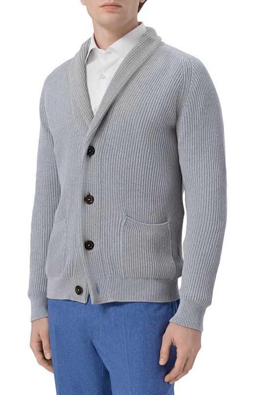 Хлопковый кардиган Andrea Campagna M5426-8074 Серый  M5426-8074 Фото 3
