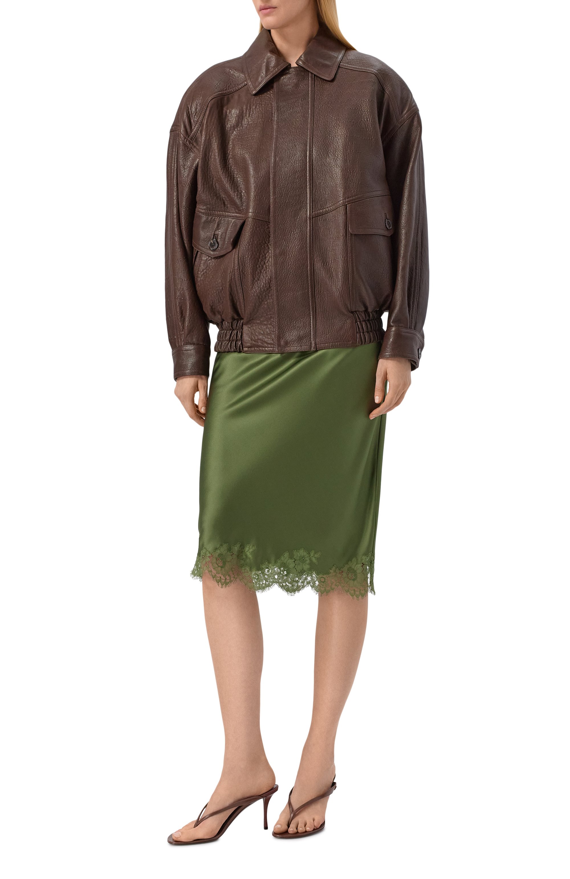 Атласная юбка SAINT LAURENT, арт. 863693/Y7G27, фото 2