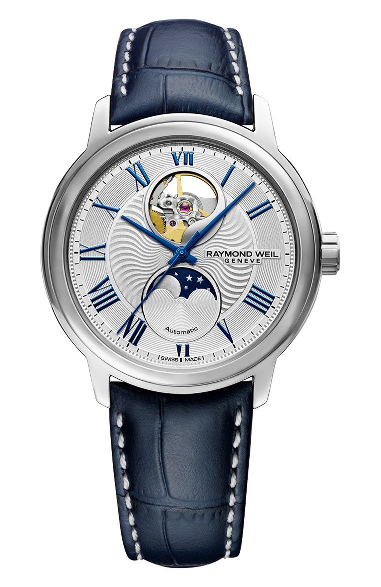 Мужские часы maestro moon phase RAYMOND WEIL бесцветного цвета, арт. 2240-STC-00655 | Фото 1 (Нос: Не проставлено; Материал корпуса: Сталь; Цвет циферб�лата: Серебристый; Региональные ограничения белый список (Axapta Mercury): Не проставлено; Механизм: Автомат; Ограничения доставки: m-style)