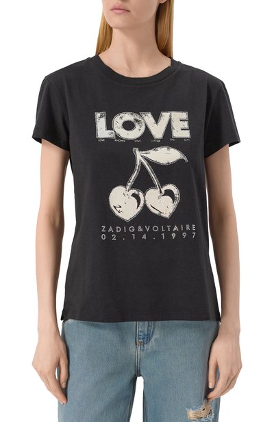 Хлопковая футболка ZADIG AND VOLTAIRE, арт. JWTS02684, фото 3