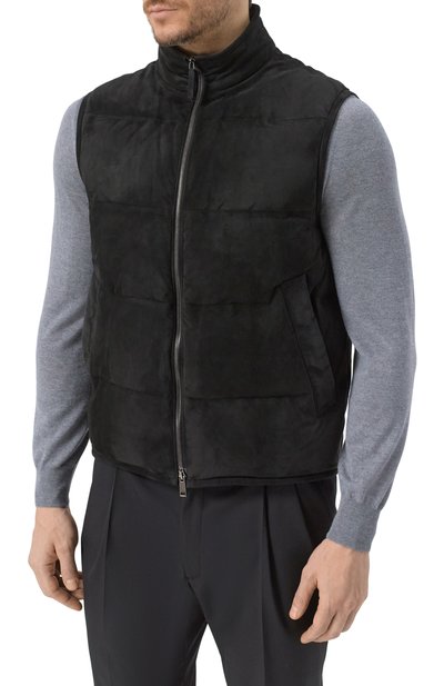 Замшевый жилет ZEGNA черного цвета по цене 834000 руб., арт. E184/UEPVMA8, фото 3 Замшевый жилет ZEGNA, арт. E184/UEPVMA8, фото 3