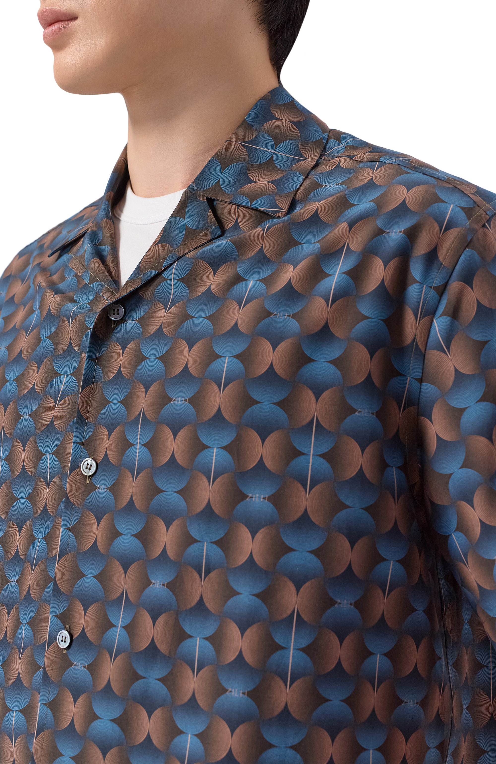 Рубашка из хлопка и шелка ZILLI, арт. ZSSH8BM0107I2128F, фото 5