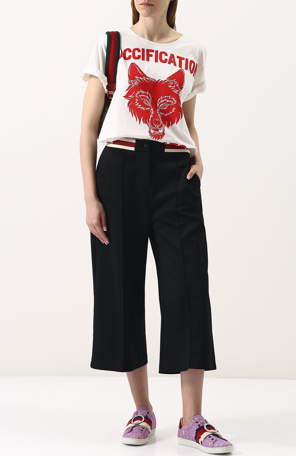 Текстильные кеды ace с кружевной отделкой GUCCI, арт. 498705/9MW10, фото 2