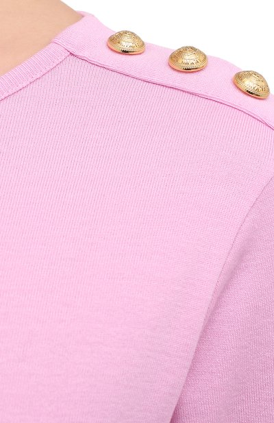 Хлопковый пуловер BALMAIN розового цвета по цене 94750 руб., арт. VF10533/J098, фото 5 Хлопковый пуловер BALMAIN, арт. VF10533/J098, фото 5