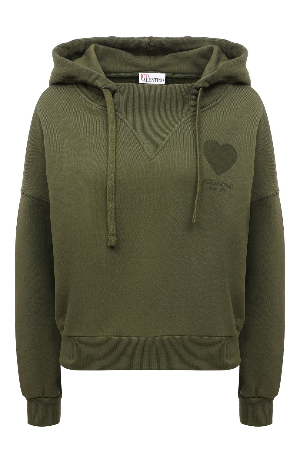 Хлопковое худи REDVALENTINO хаки цвета по цене 38200 руб., арт. XR3MF09B/6E3, фото 1 Хлопковое худи REDVALENTINO, арт. XR3MF09B/6E3, фото 1