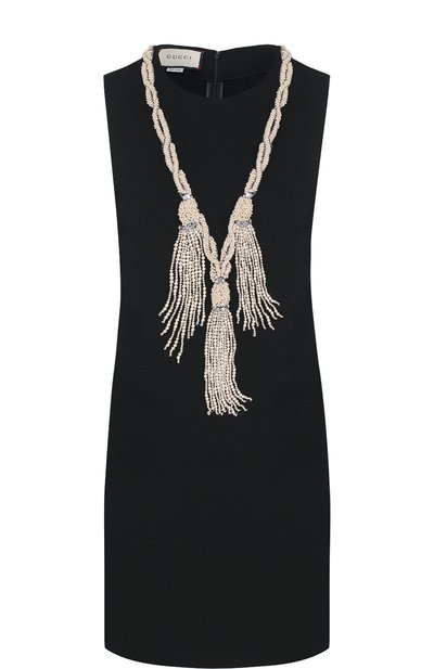 Однотонное мини-платье без рукавов с декоративной отделкой GUCCI, арт. 501510/X9M62, фото 1