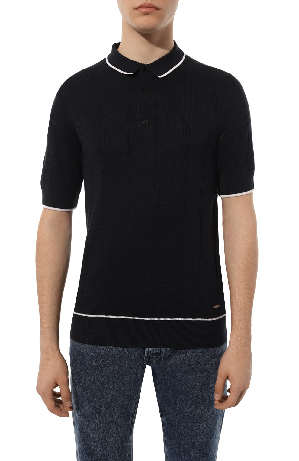 Поло из шелка и хлопка BOSS, арт. 50486742, фото 3