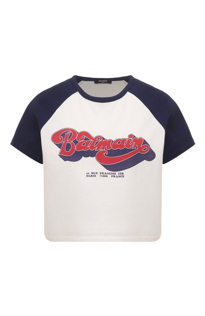 Женская хлопковая футболка BALMAIN, арт. BF1EE006/BC44