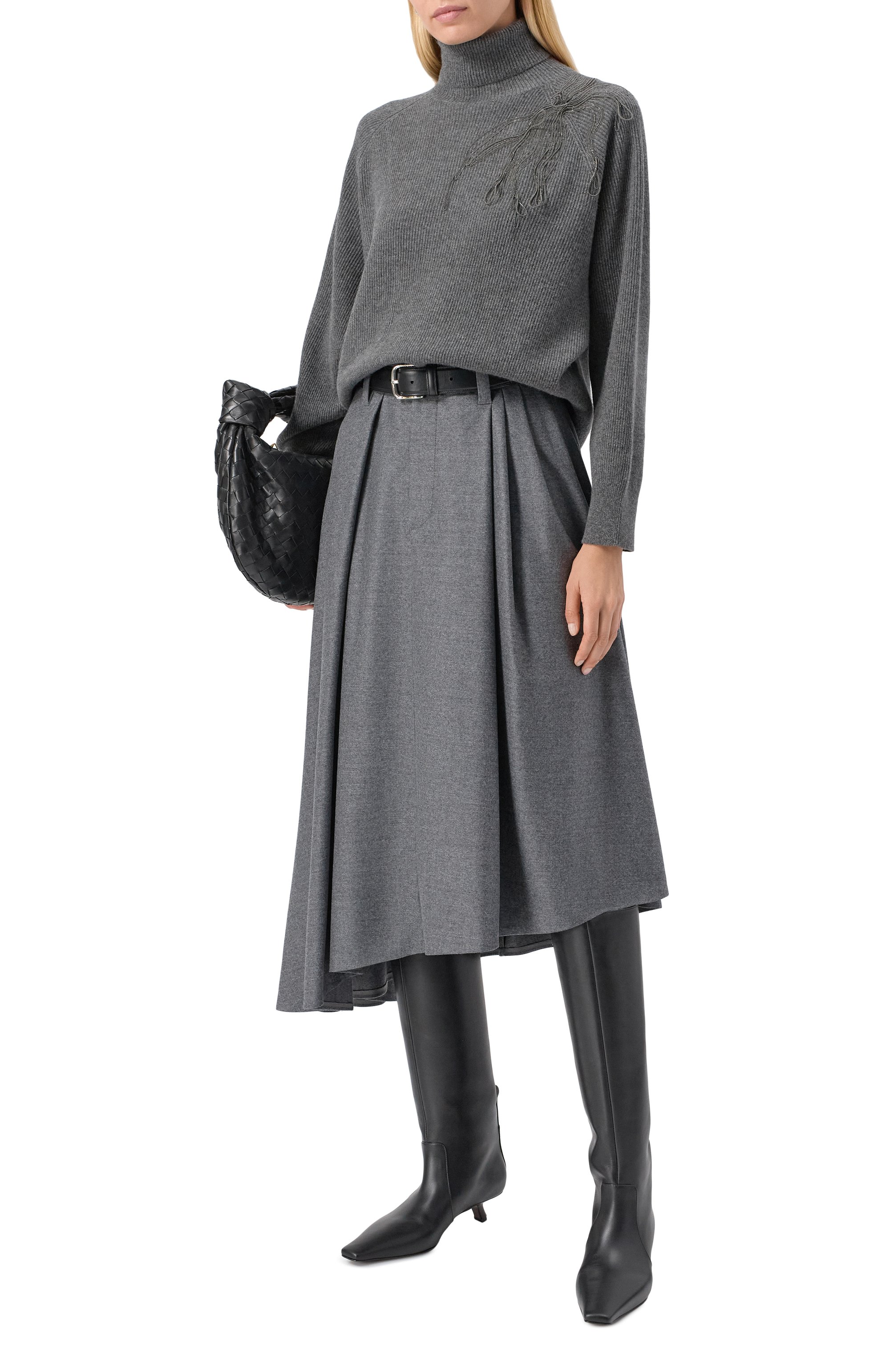 Кашемировый свитер BRUNELLO CUCINELLI серого цвета по цене 422000 руб., арт. M12218903, фото 2 Кашемировый свитер BRUNELLO CUCINELLI, арт. M12218903, фото 2