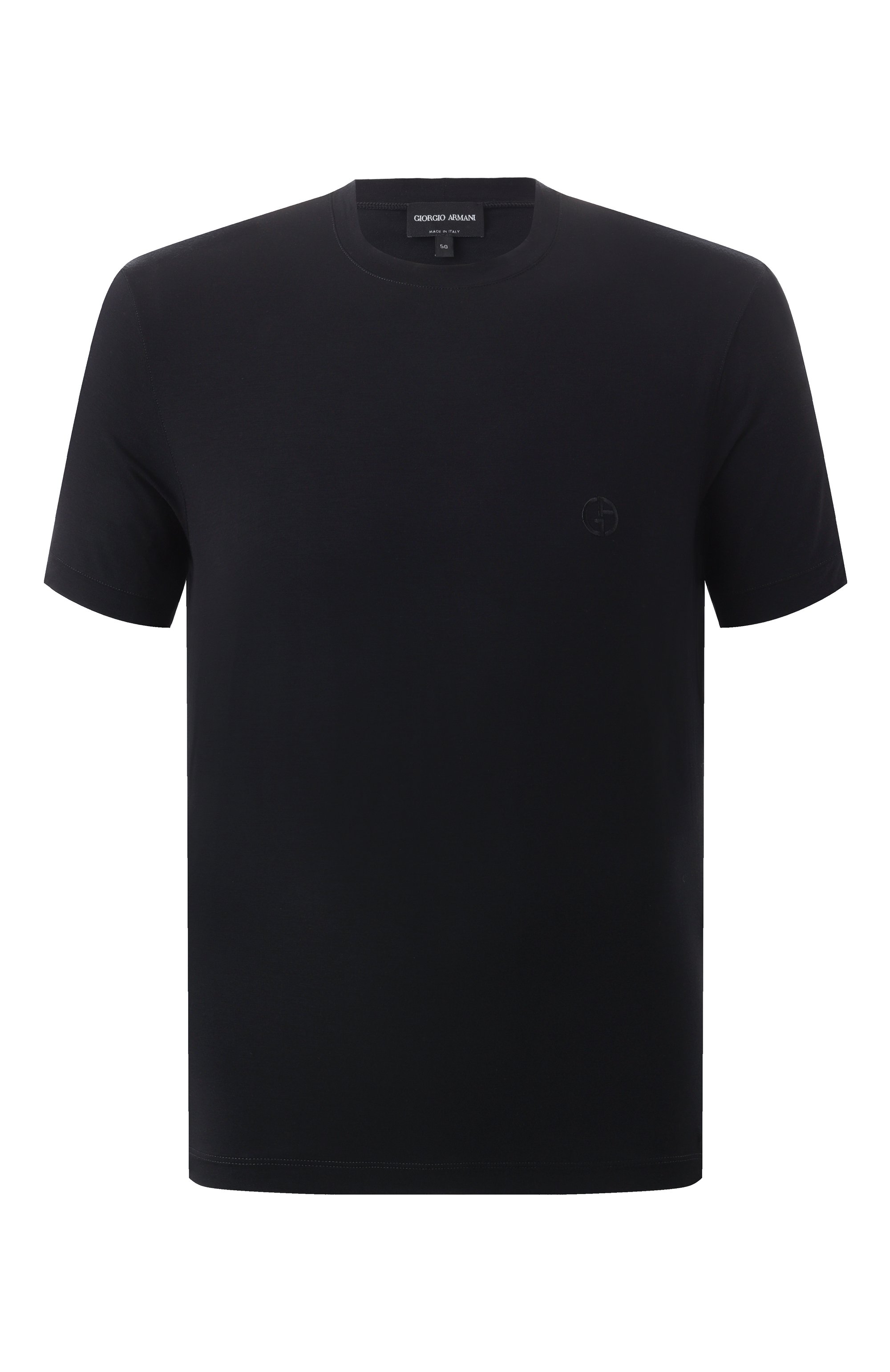 Футболка из вискозы GIORGIO ARMANI черного цвета по цене 35650 руб., арт. 3GST52/SJP4Z, фото 1 Футболка из вискозы GIORGIO ARMANI, арт. 3GST52/SJP4Z, фото 1