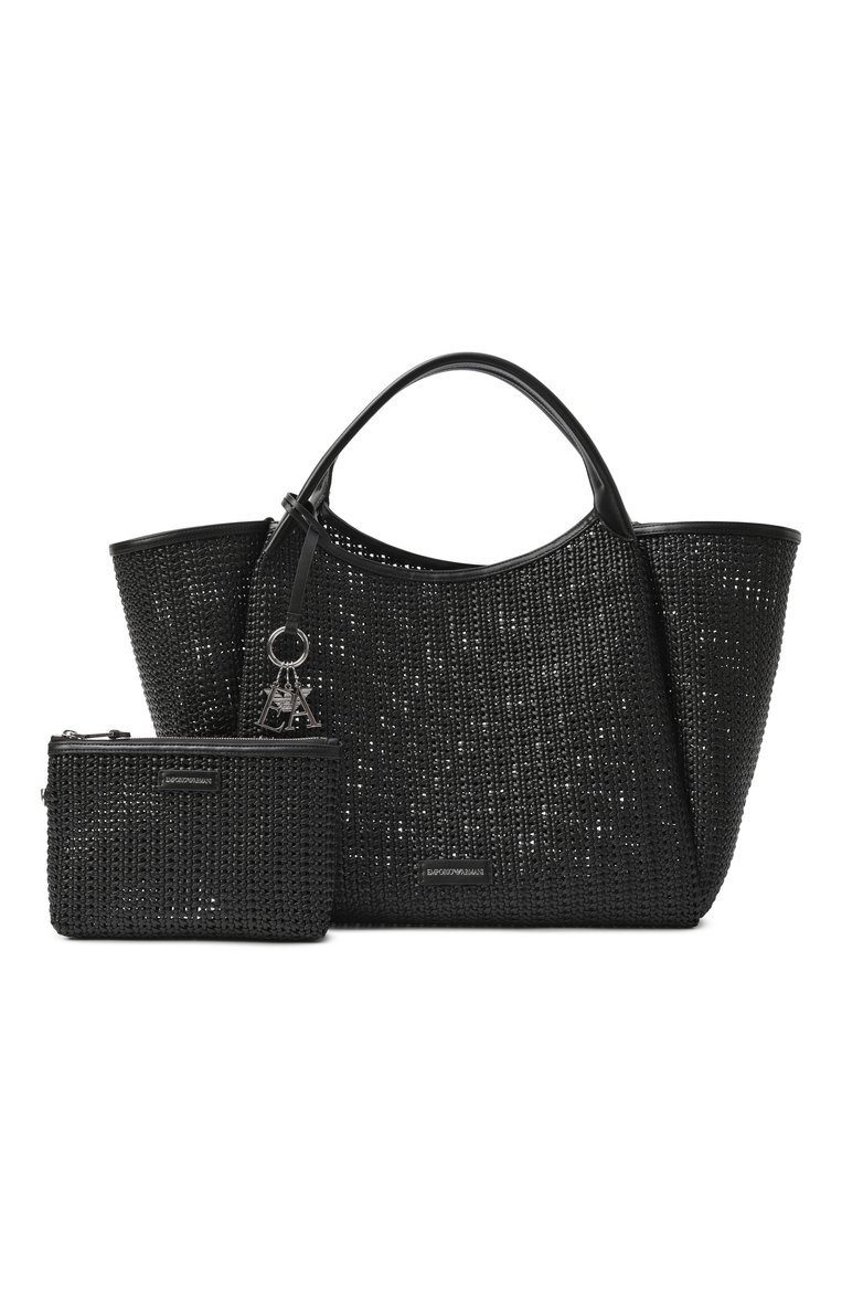 Женская сумка-тоут EMPORIO ARMANI черного цвета, арт. EW001008/AF14309 | Фото 8 (Автоматизация ТО: Проставлено; Материал: Экокожа; Размер: large; Автоматизация состава: Проставлено)