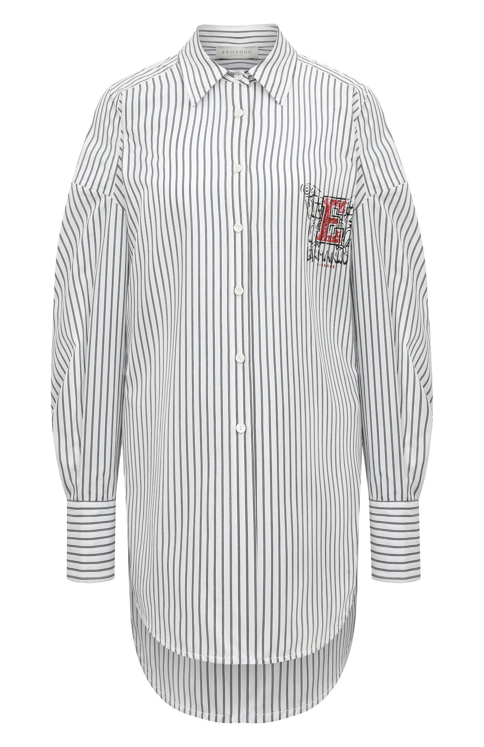 Хлопковая рубашка ERMANNO FIRENZE черно-белого цвета по цене 39400 руб., арт. D40EK 023E95, фото 1 Хлопковая рубашка ERMANNO FIRENZE, арт. D40EK 023E95, фото 1