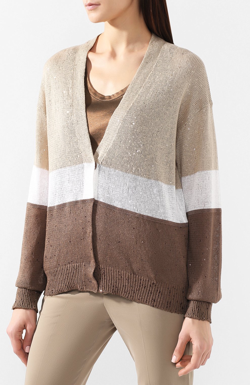 Кардиг ан из смеси льна и шелка BRUNELLO CUCINELLI, арт. M10551906, фото 3