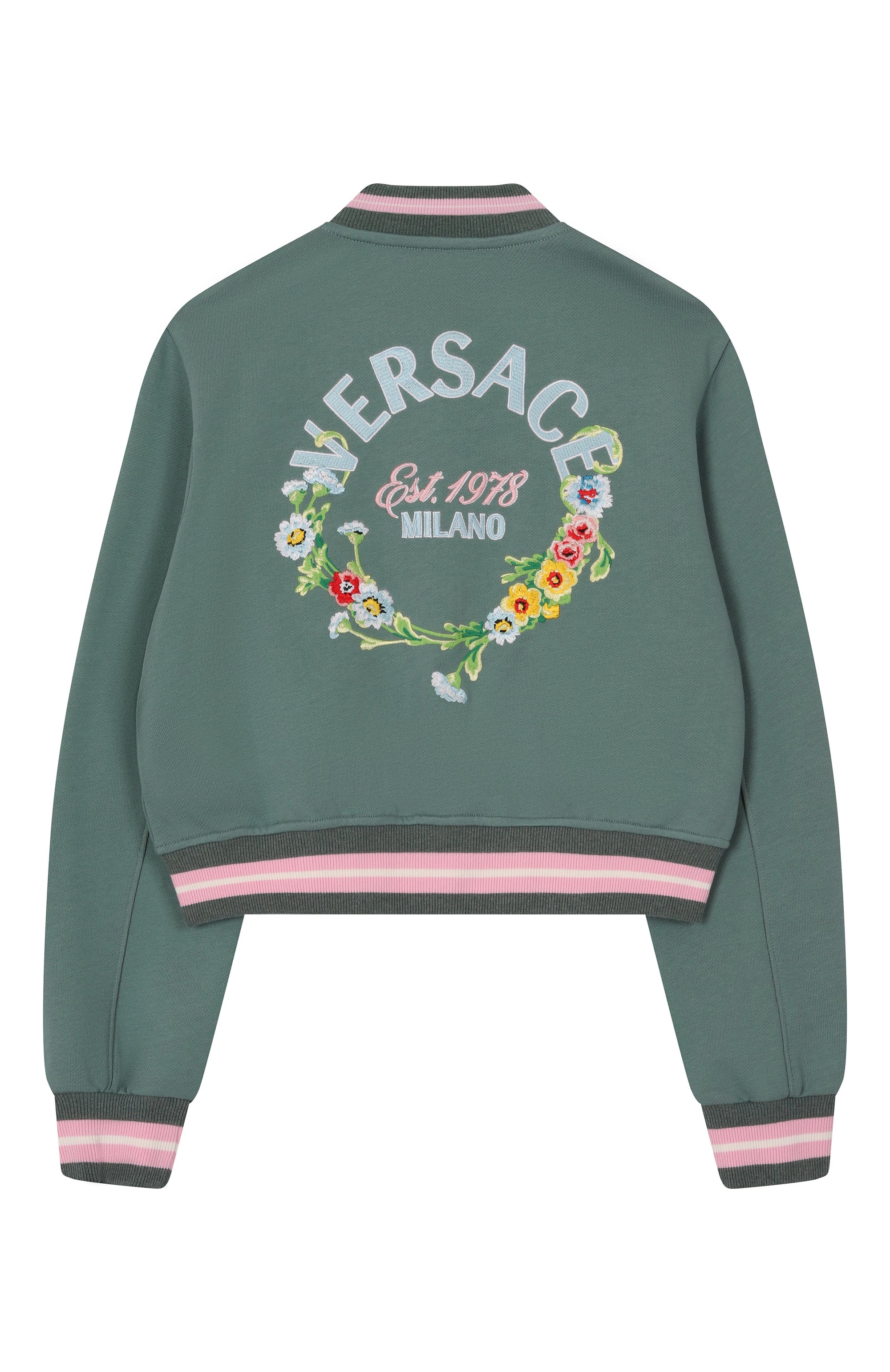 Хлопковый бомбер VERSACE зеленого цвета по цене 45900 руб., арт. 1018407/1A13091, фото 2 Хлопковый бомбер VERSACE, арт. 1018407/1A13091, фото 2