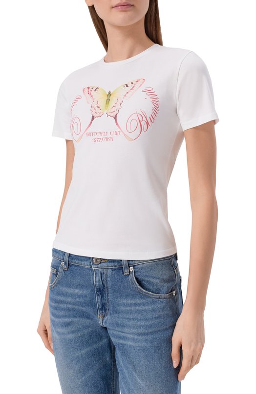 Хлопковая футболка Blumarine 4T106A/TJ0023 Белый  4T106A/TJ0023 Фото 3