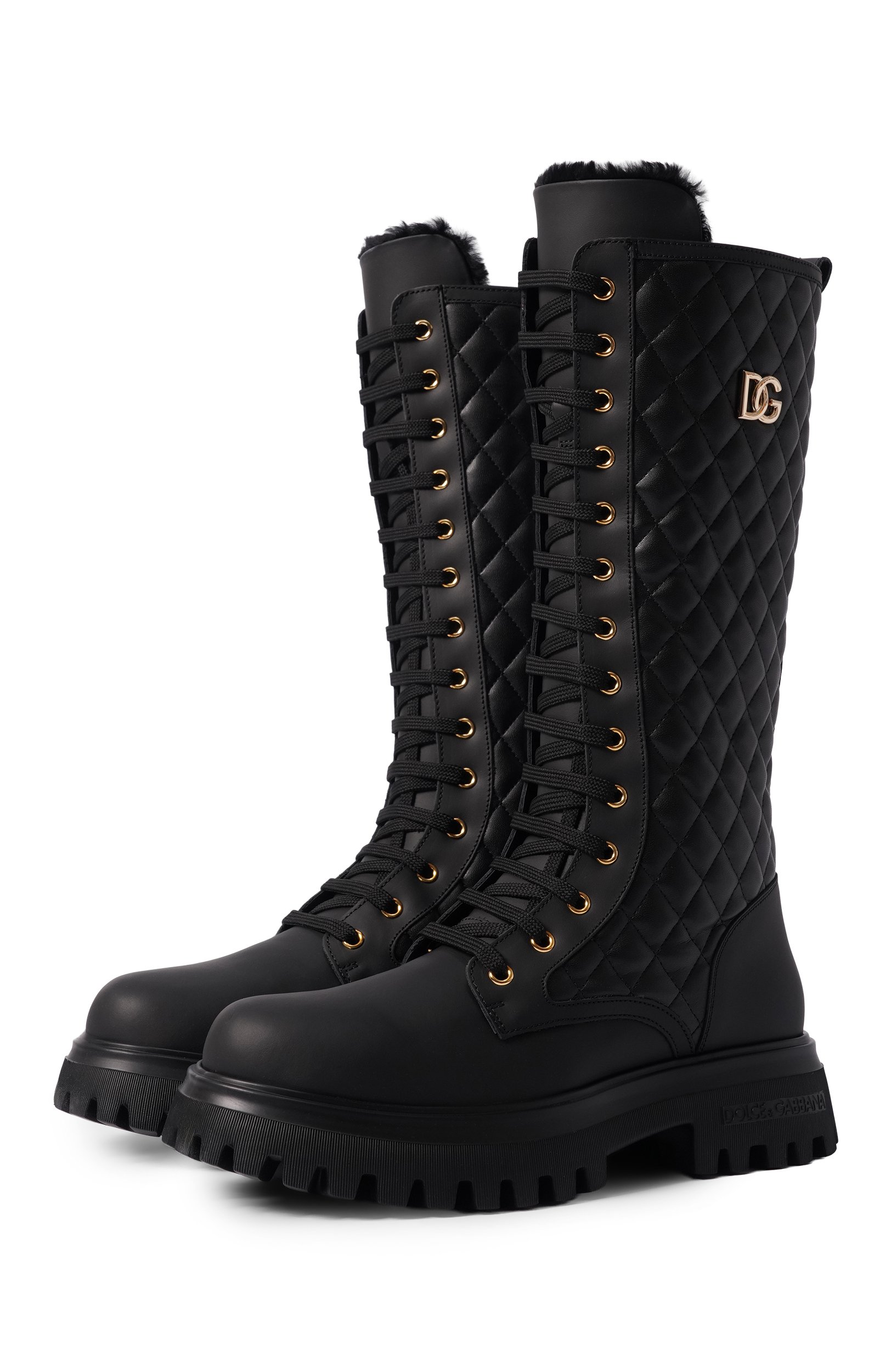 Кожаные ботинки DOLCE & GABBANA черного цвета по цене 86250 руб., арт. D11430/A0773_002, фото 1 Кожаные ботинки DOLCE & GABBANA, арт. D11430/A0773_002, фото 1