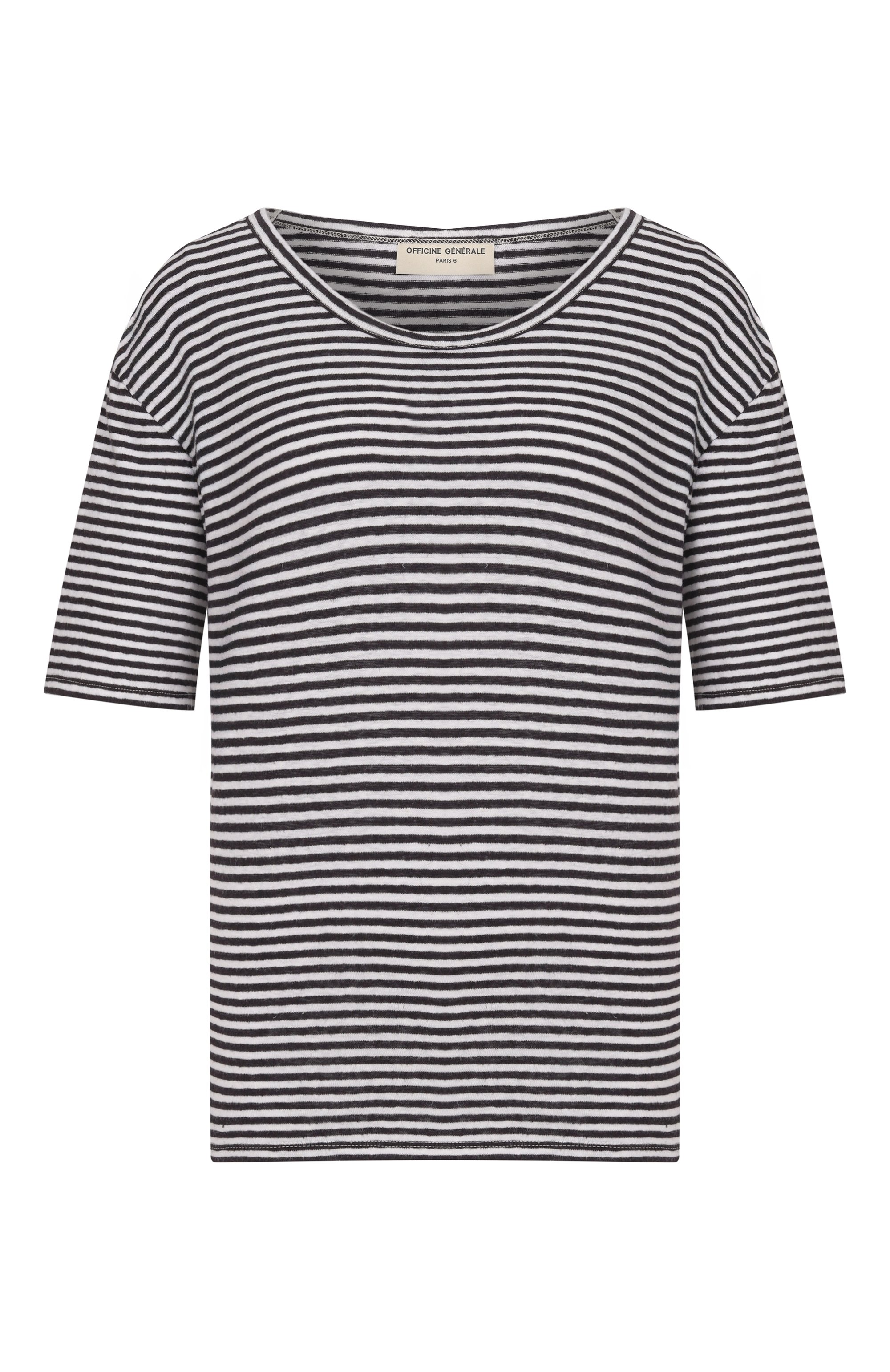 Футболка из хлопка и льна OFFICINE GENERALE, арт. S26WTEE203, фото 1