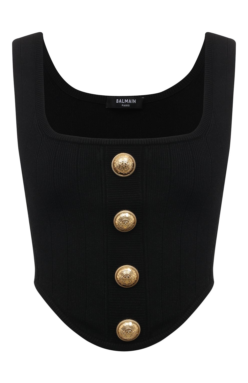 Топ из вискозы BALMAIN черного цвета по цене 107000 руб., арт. AF0AA260KB07, фото 1 Топ из вискозы BALMAIN, арт. AF0AA260KB07, фото 1