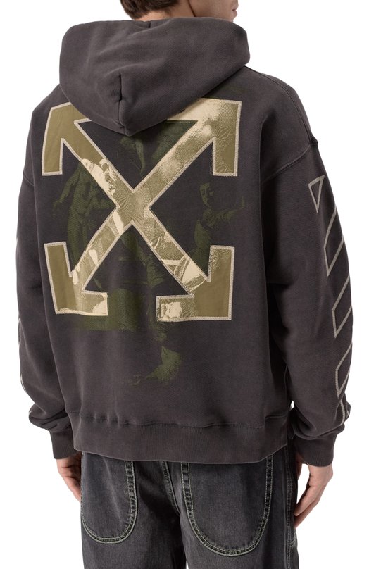 Хлопковое худи Off-White 0MBB085S25FLE00P Серый  0MBB085S25FLE00P Фото 4