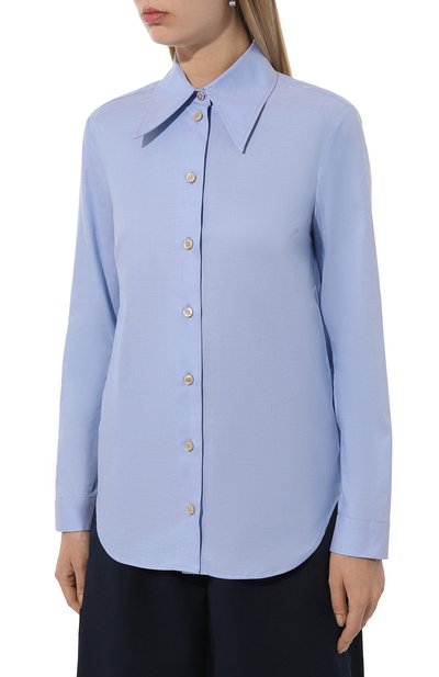 Хлопковая рубашка GUCCI голубого цвета по цене 95800 руб., арт. 744781/Z321B, фото 3 Хлопковая рубашка GUCCI, арт. 744781/Z321B, фото 3