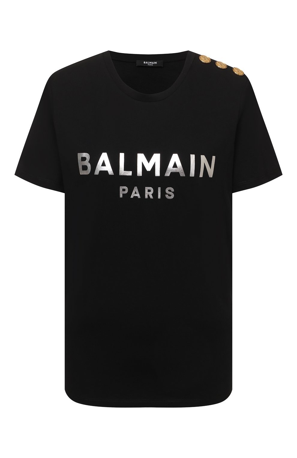 Хлопковая футболка BALMAIN черного цвета по цене 42050 руб., арт. XF1EF005/BB28, фото 1 Хлопковая футболка BALMAIN, арт. XF1EF005/BB28, фото 1