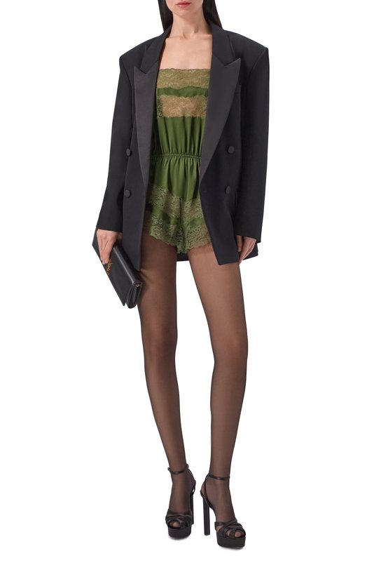 Текстильные босоножки Chandelle 110 Saint Laurent 860721/9QNA0 Чёрный  860721/9QNA0 Фото 3