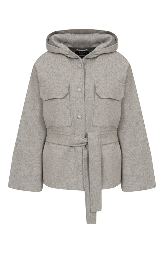 Шерстяное полупальто Weekend Max Mara BUSS0LA Серый BUSS0LA