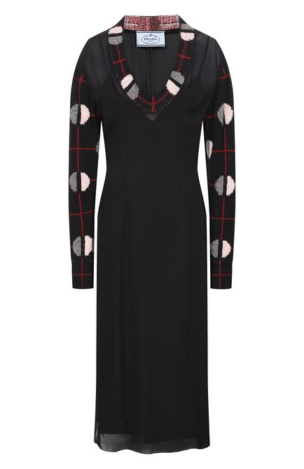Женское комбинированное платье PRADA, арт. P3F97-1ZPV-F0700