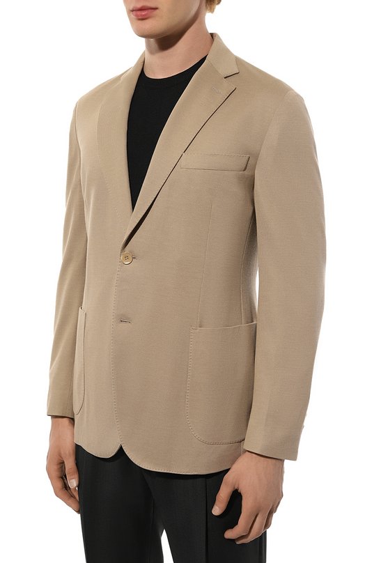 Пиджак из шелка и хлопка Brioni UJIJ0L/P0608 Бежевый  UJIJ0L/P0608 Фото 3