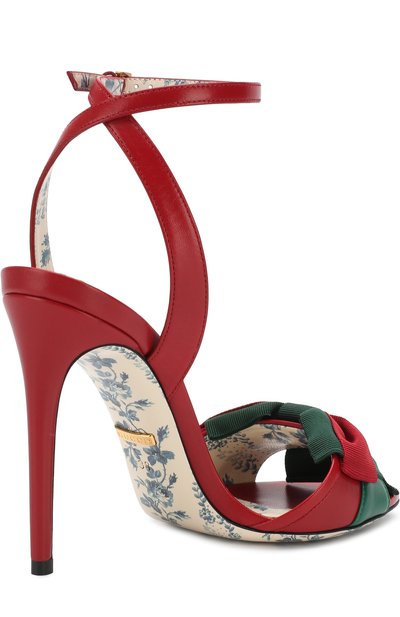 Кожаные босоножки с бантом на шпильке GUCCI, арт. 516206/0HEC0, фото 4