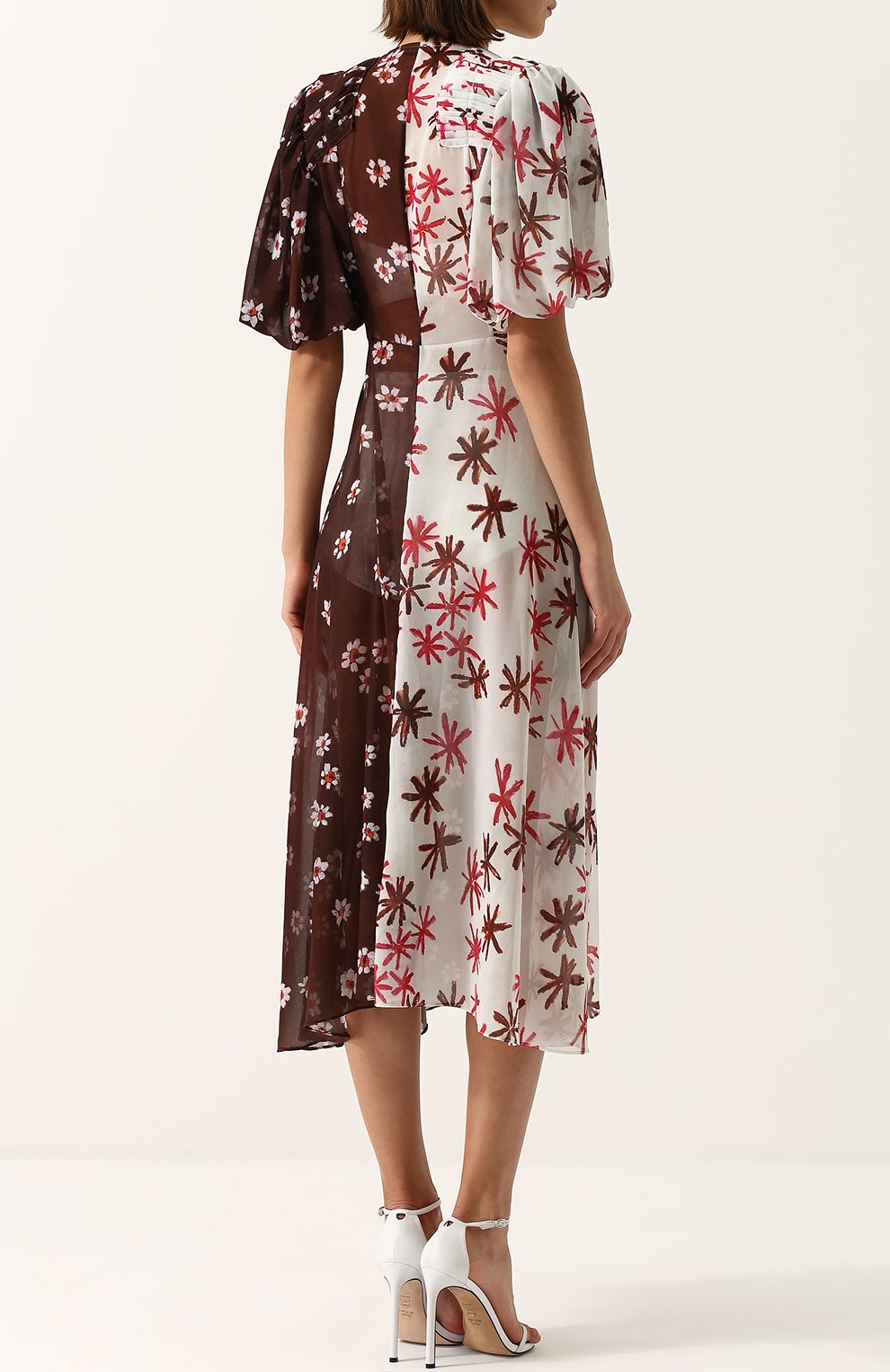 Приталенное шелковое платье-миди с принтом TATA NAKA разноцветного цвета по цене 99300 руб., арт. TN20009/PRINT GE0RGETTE, фото 4 Приталенное шелковое платье-миди с принтом TATA NAKA, арт. TN20009/PRINT GE0RGETTE, фото 4