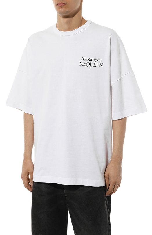 Хлопковая футболка Alexander McQueen 750655/QVZ06 Белый  750655/QVZ06 Фото 3