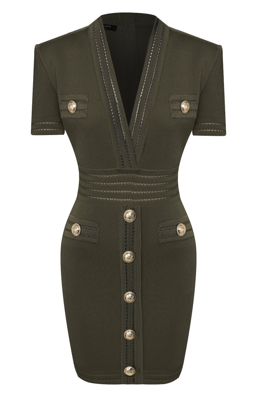 Платье BALMAIN хаки цвета по цене 166500 руб., арт. TF16125/K043, фото 1 Платье BALMAIN, арт. TF16125/K043, фото 1