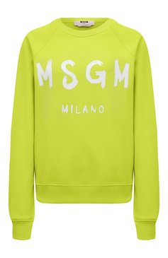 Женский хлопковый свитшот MSGM салатового цвета, арт. 3241MDM513 227299 | Фото 1 (Рукава: Длинные; Региональные ограничения белый список (Axapta Mercury): Не проставлено; Длина (для топов): Стандартные; Женское Кросс-КТ: Свитшот-спорт, Свитшот-одежда; Материал сплава: Проставлено; Нос: Не проставлено; Материал внешний: Хлопо�к; Стили: Спорт-шик; Драгоценные камни: Проставлено)