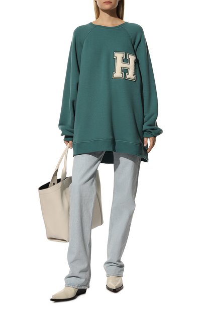 Хлопковый свитшот HALFBOY темно-зеленого цвета по цене 59950 руб., арт. H05WFSW263825, фото 2 Хлопковый свитшот HALFBOY, арт. H05WFSW263825, фото 2