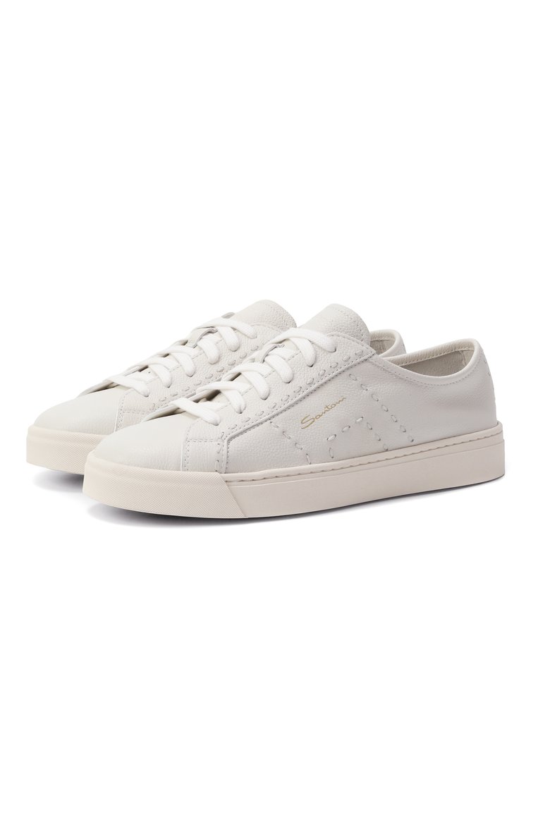 Женские кожаные кеды SANTONI молочного цвета, арт. WBGG61345PNNTDYI | Фото 1 (Подошва: Платформа; Материал внутренний: Натуральная кожа; Материал внешний: Натуральная кожа; Кросс-КТ: Низкие; Стили: Кэжуэл; Материал утеплителя: Без утеплителя; Автоматизация состава: Проставлено; Автоматизация ТО: Проставлено)