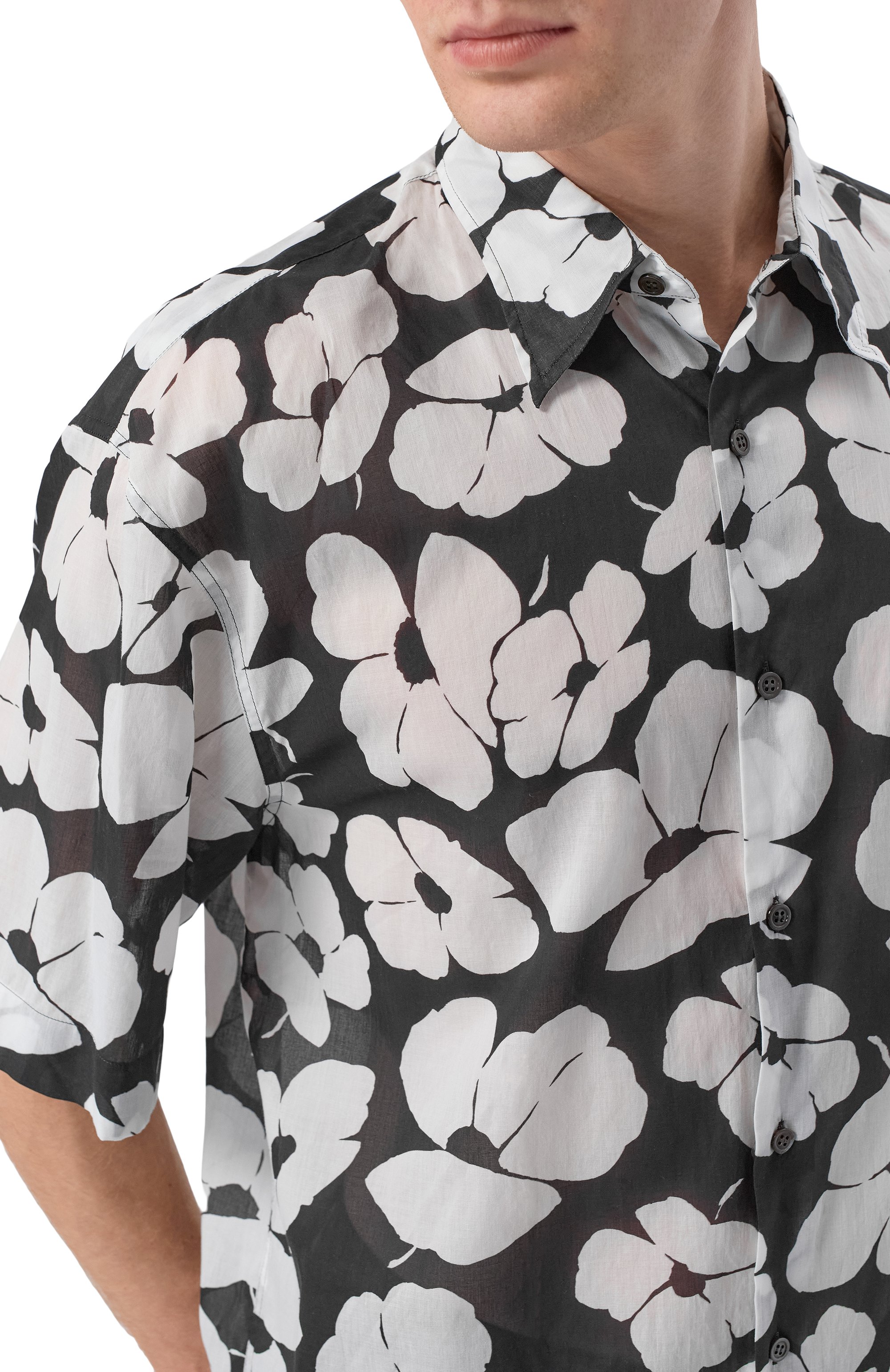 Хлопковая рубашка DRIES VAN NOTEN черно-белого цвета по цене 99500 руб., арт. 020700/3069, фото 5 Хлопковая рубашка DRIES VAN NOTEN, арт. 020700/3069, фото 5