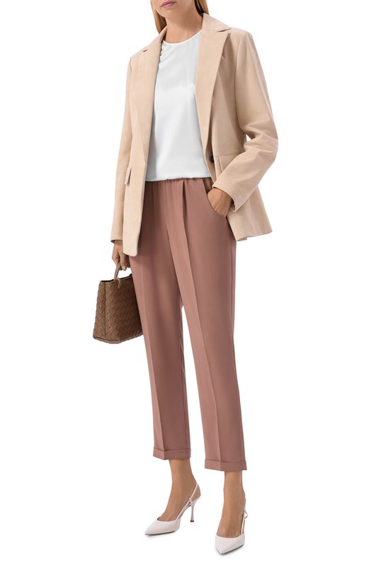 Шелковые брюки Kiton D37102K0977 Коричневый  D37102K0977 Фото 2