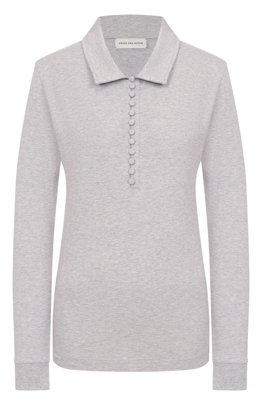 Хлопковое поло Dries Van Noten 011115-2603-813 Серый 011115-2603-813