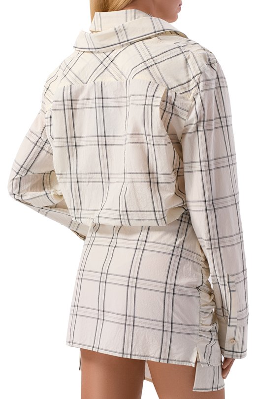 Хлопковое платье The Attico 260WCA00458/CCC125AA Бежевый  260WCA00458/CCC125AA Фото 4