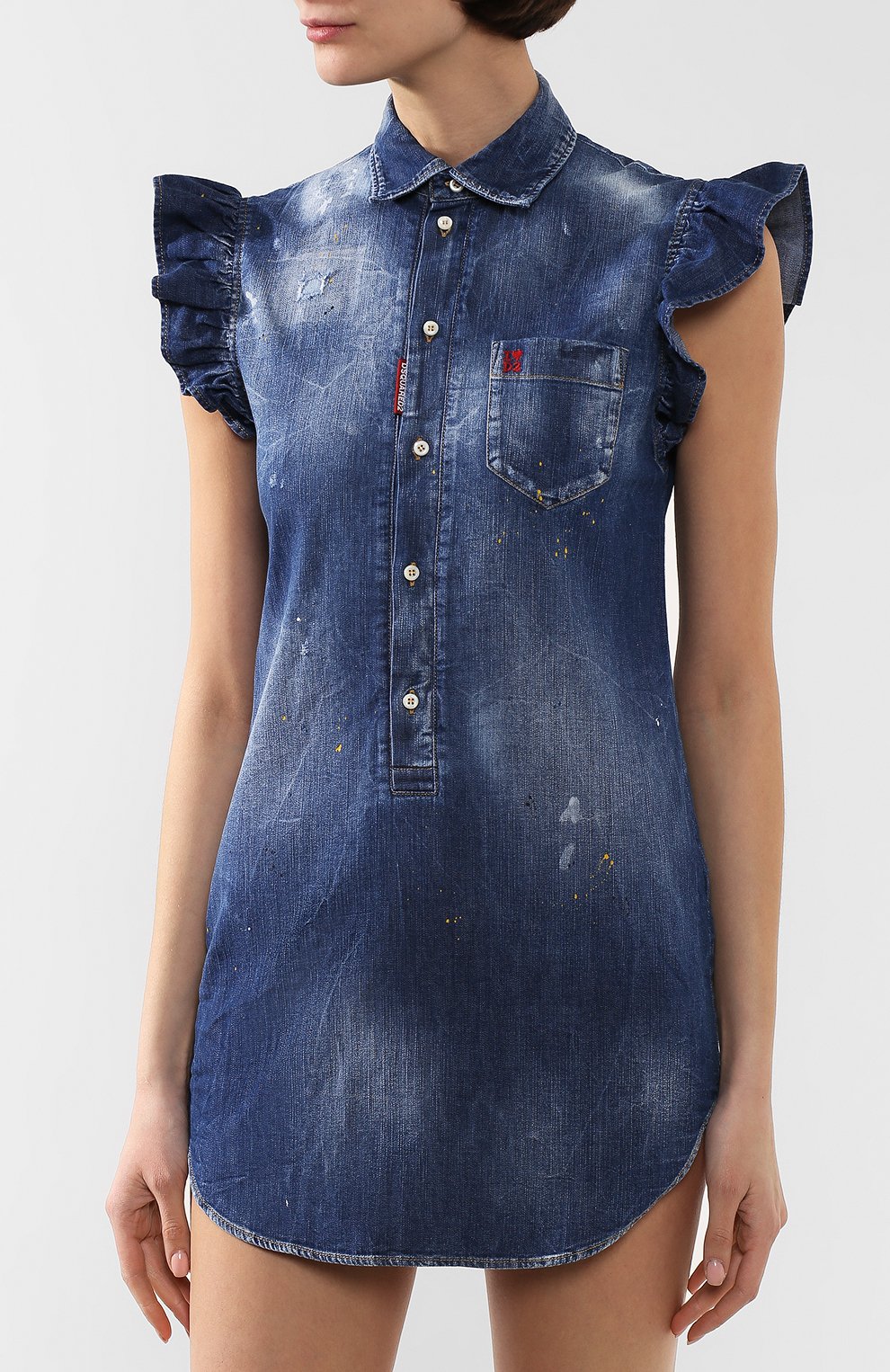 Джинсовое платье DSQUARED2 синего цвета по цене 61450 руб., арт. S75CV0223/S30341, фото 3 Джинсовое платье DSQUARED2, арт. S75CV0223/S30341, фото 3